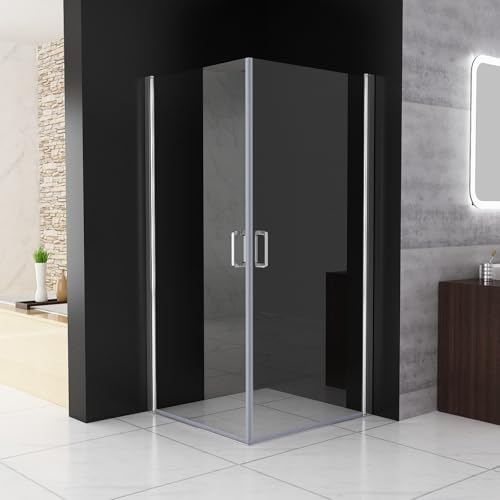 MIQU Duschkabine Eckeinstieg 100x100 cm Schwingtür Duschwand mit Doppel Schwingbar Duschtür, 6mm NANO ESG Glas, Drehfalttür komplett Dusche Duschabtrennung Höhe 197cm, ohne Duschwanne