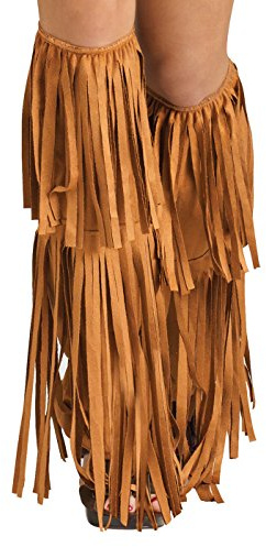 fun world costumes Damen Hippie-Stiefelüberzüge mit Fransen Kostümzubehör, Mehrfarbig/Meereswellen (Ocean Tides), Standard