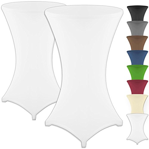 Gräfenstayn 2er-Set Stretch Stehtischhusse Diana mit Öko-Tex Siegel, Verstärkung im Fußbereich, in vielen Farben und Größen Ø60-65cm / Ø70-75cm / Ø80-85cm (Weiß, Ø70-75cm)