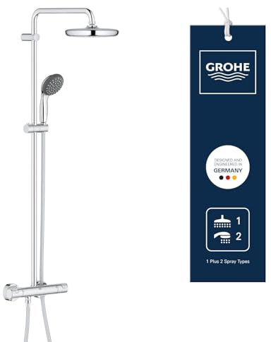 Grohe Vitalio Start System 210, Sistema de Ducha con Mezclador Termostático para Montaje Mural, Cromo, 27960001