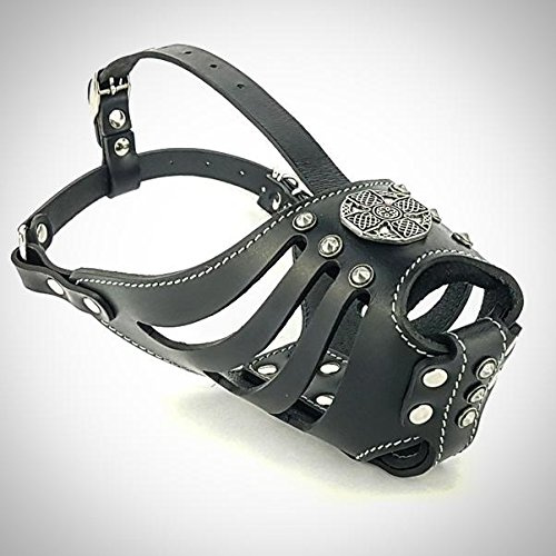 Bestia Maximus Leder Maulkorb. Einzigartiges Desing und Qualität | Größe XXL- Molosser, Saint Bernard, für große und mittelgroße Hunde, Schwarz / Schwarz