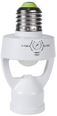 Maclean MCE233 Lampenfassung mit Bewegungssensor und Dämmerungssensor E27 Fassung Adapter Erfassungsbereich 360° Sensor Automatische Beleuchtung