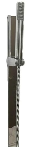 BAGNOCLIC Barre de Douche coulissante sans perçage, Rail 60,5 cm, Pomme de Douche Ronde, Flexible 150 cm, Installation Facile sans Trou
