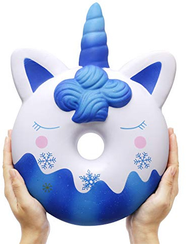 ANBOOR 13.8 Squishies Riesen Jumbo Einhorn Donut Kawaii Langsam steigende cremige duftende Squishies Kinder Spielzeug Geschenk-Kollektion (Blau)