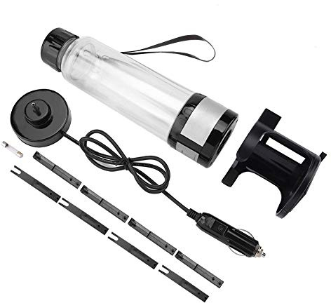 Auto-Wasserkocher, Wasserheizbecher Auto MAGT 12V/24V 75W 280ml Auto-Wasserkocher Travel Tea Mug Wasserheizbecher Flaschenhalter für Instant-Kaffeemilch(Schwarz)