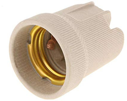 E27 Ceramic Lamp Holder Heat Resistant Porcelain Light Socket, Vintage Edison Bulb Fitting, DIY Pendant Lighting, Screw Cap, UK Standard Ideal for Industrial Home Decor - 1 Pack