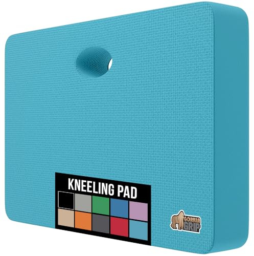 GORILLA GRIP Extra Thick Patent Pending Supportive Foam Kneeling Pad, Large Cushion Knee Pads for Gardening, Baby Bath, Dirt and Water Resistant, Workout and Garden Supplies, 17.5x11, Turquoise