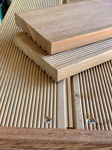 Terrassenbeläge Terrassendielen Hartholz Garapa Terrassenbelag Diele Holzdiele Massivholz (Sichtseite: fein, 200cm)