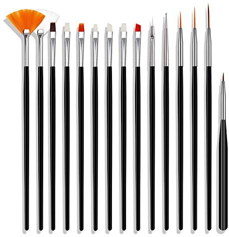 Malerpinsel-Set Multifunktional Haarbürsten für Aquarellfarben Öle Acryl und Detailmalerei,Pinselset15-teilig für Nailart, UV-Gel, Acryl, Onestroke