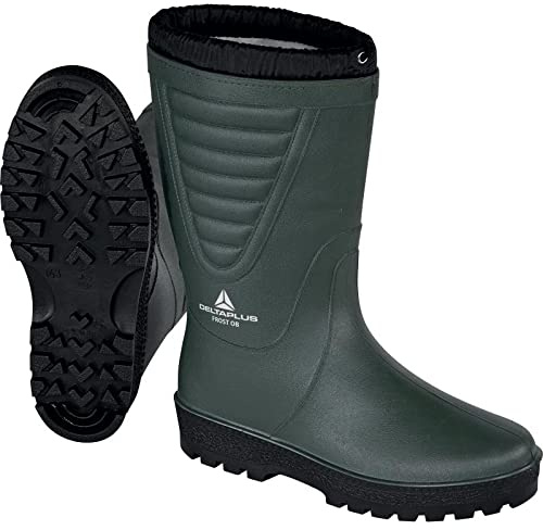 Delta Plus Frost OB SRA Working Wellington Boots - Slip Resistant - Color: Green-Black - Size: 5