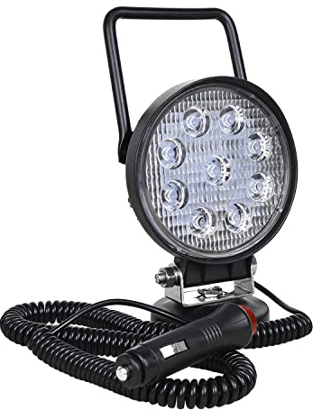 PICAA 1tlg 4 Zoll LED Arbeitsscheinwerfer mit Magnetfuß, Rund 42W Led Flutlicht Lightbar Auto Offroad 4x4 LKW Traktor 12V 24V Zusatzscheinwerfer