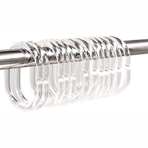 SULIUDAJI 12 Pezzi Anello Trasparente per Tenda da Doccia Anello in plastica Gancio per Tenda da Doccia Gancio per Tenda da Doccia per Bagno