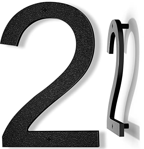 Yafimea Numero civico esterno 20 cm nero, Numero grande da parete con effetto galleggiante 3D, design moderno in plastica ABS resistente alle intemperie (2)