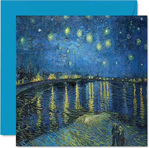 Biglietti di auguri classici per donne e uomini - Stars Over the Rhone - Famoso biglietto di compleanno astratto per mamma, papà, zia, nonno, 145 mm x 145 mm