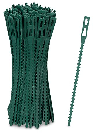 Relaxdays Pflanzenbinder, 200er Set, 14 cm, verstellbare Pflanzenhalter, wiederverwendbar, Befestigung Pflanzen, grün