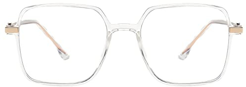 KAEOISFU Übergroße Transparentem Lesebrille 1,5 für Herren Damen, Großer Blaulicht Blockierende Computerleser, Gross Quadratische Leser Brille