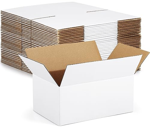 Eupako 9x6x4-Small-Shipping-Boxes-30-Pack-White-Corrugated-Box-Mailers, Cardboard Boxes for Packaging Small Business, Mailing