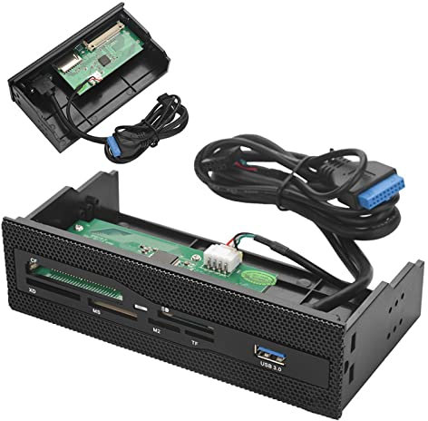 Agatige 5.25 Inch Multifunction Front Panel Internal Reader,High Speed USB 3.0 Interface PC Front Panel Dashboard Reader with 6 Plated Slots,Support M2, MSO, SD, MS, XD, 64G CF Card