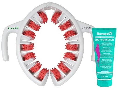 TESMED Celluliter Rosa + Body Perfection Cream - Tillverkad i Italien Anticelluliter Triple Action Massager med anti-celluliterkräm