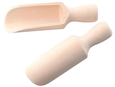 hobbyme Paletta in legno (14 cm + 9,9 cm) grande e piccola paletta per sale da bagno in legno per farina, sale da bagno, zucchero, cereali, caffè e altro ancora, cucchiaio multiuso in legno