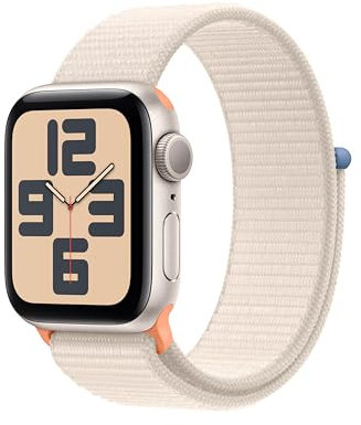 Apple Watch SE de 2.ª generación, 2023 [GPS] Smartwatch con Caja de Aluminio en Blanco Estrella de 40 mm y Correa Loop Deportiva Blanco Estrella. Monitor de entreno y sueño, Neutro en Carbono