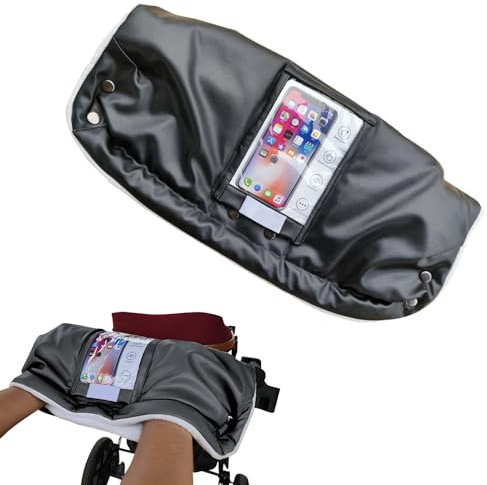 Handmuff i Fleece för Barnvagn Handskar för Barnvagn med Mobilficka Vinterhandvärmare Vattentäta & Vindtäta Handskydd för Barnvagn/Pram/Stroller/Buggy