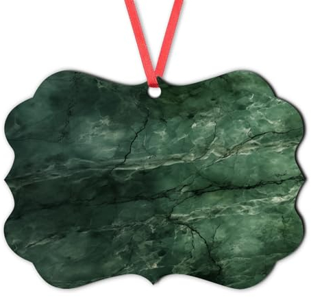 Ducnall Weihnachtsschmuck 2023 Weihnachtsbaumschmuck, polygonaler Anhänger mit Weihnachtsdekoration für drinnen und draußen, grüne Marmorrisse