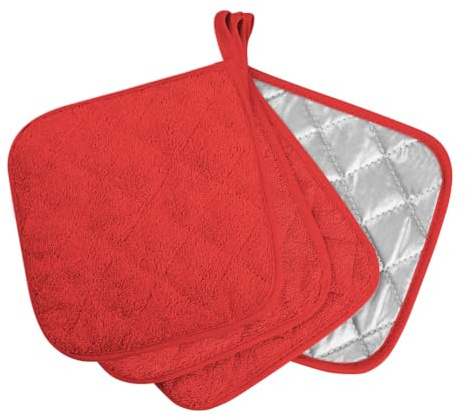 meioro 20cm Topflappen Baumwolle, Set mit 6 Hotpads mit Schleife Muttertagsgeschenke, Backen, Grillen, Mikrowelle, Hitzebestaendig Backen Küchenutensilien, Schutz der Hände vor heißen Gerätschaften