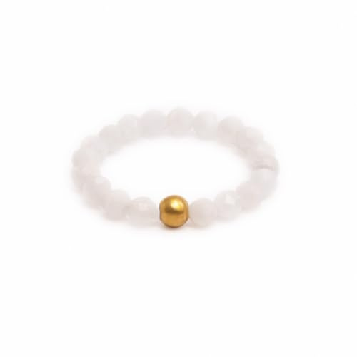 BERGERLIN Naturstein Fidget Ring Damen Herren, Anti Stress, Goldperle | Anti Stress Ring Damen & Herren: Edelstein Ring, facettierte Natursteine & Goldperle – vom deutschen Prüflabor bestätigt.