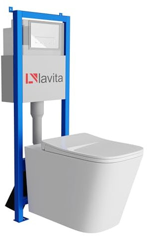 Lavita LAV 101 Maio Ensemble complet pour WC 40 cm + évier mural suspendu sans bord + panneau de commande LAV 200.3.1 blanc