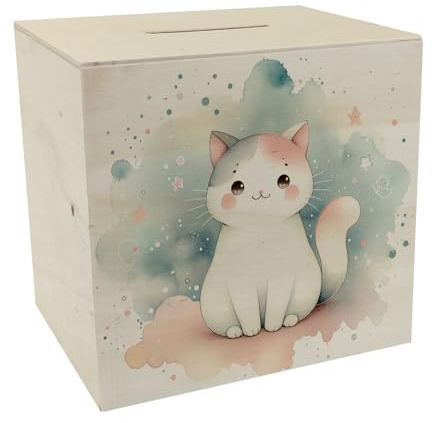 süße Katze Spardose aus Holz Niedliche sitzende Kätzchen Spardose aus Holz Süßes Haustier-Design Tierfreundliches dasitzendes Katzen-Sparschwein