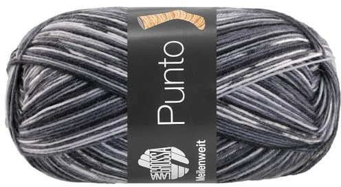 LANA GROSSA Meilenweit 100 Punto | Sockenklassiker, bedruckt und waschmaschinenfest | Handstrickgarn aus 80% Schurwolle & 20% Polyamid | 100g Wolle zum Stricken & Häkeln | 420m Garn FB 6303