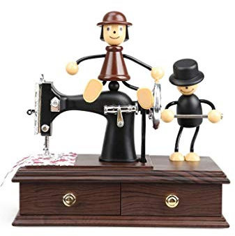 CAFIEDR Vintage Mini Nähmaschine Form Spieluhr Mechanische Schmuckschatullen Geburtstag Tisch Dekor Ornament