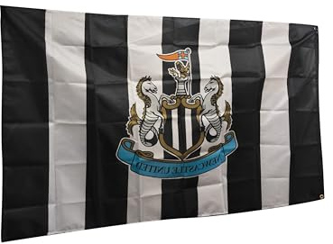 Hy-Pro Official Newcastle Flag 5ft x 3ft | Officially Licensed, Polyester National Football Banner for Home & Match Display, Supporters' Gear with Large Crest & Black