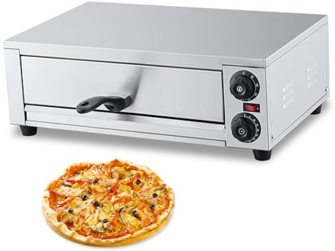 GarveeHome - Forno elettrico per pizza per interni, piano di lavoro da 16 pollici, forno commerciale per pizza con griglia per griglia, vassoio per briciole, manico e cuscinetti per le orecchie per i