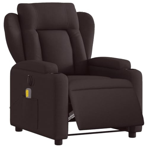 KOIECETA Massagesessel Sessel Elektrisch Relaxsessel mit Liegefunktion Vibrationsfunktion TV Sessel Fernsehsessel Liegesessel Ruhesessel für Wohnzimmer Dunkelbraun Stoff