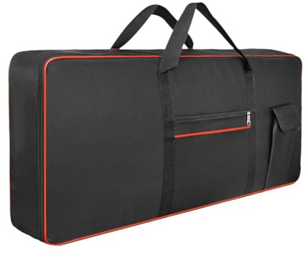 Qianly Transporttasche für E Piano, 61 Tasten Keyboard Rucksack, Oxford Stoff, ROT