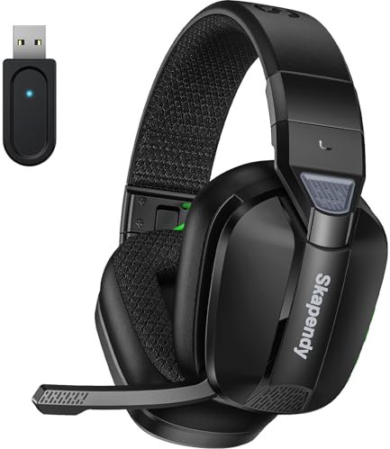 Skapendy VK80 Cascos Gaming Inalambricos para Ps5, Ps4, PC, Switch, Auriculares Gaming Inalambricos de 2.4G con micrófono con cancelación de Ruido, Bluetooth 5.4 Modo Dual (Negro)