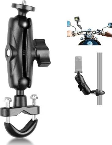 PULUZ Motorcykel actionkamera styre fixerat fäste, roterbar hållare för Insta360 X4, X3, GO 3, Ace, ONE RS, U-formad fast cykelfäste kit för GoPro Hero13, 12, 11, 10, 9, OSMO 360, Osmo Action
