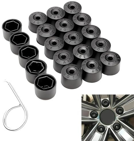 VBGURR 20Pcs Wheel Nut Covers, 17MM Wheel Nut Caps with Removal Tool Hook Inner Hexagonal Tire Wheel Lug Nut Cover Replacement for VW Jetta Beetle Passat Dust Caps