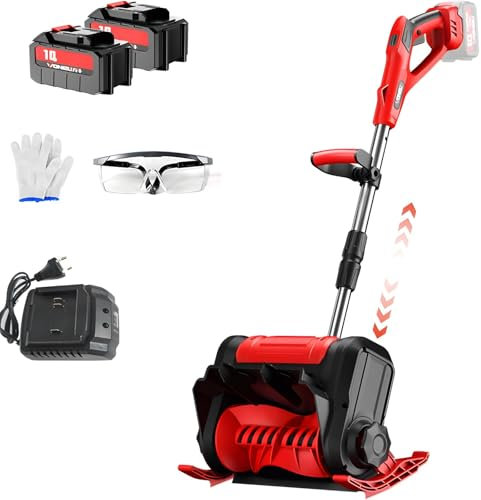 Pala da Neve Senza Fili da 20 V, spazzaneve Elettrico Senza Fili da 12 Pollici con Impugnatura Anteriore Regolabile e Asta telescopica, spazzaneve Professionale con 2 batterie e caricabatter
