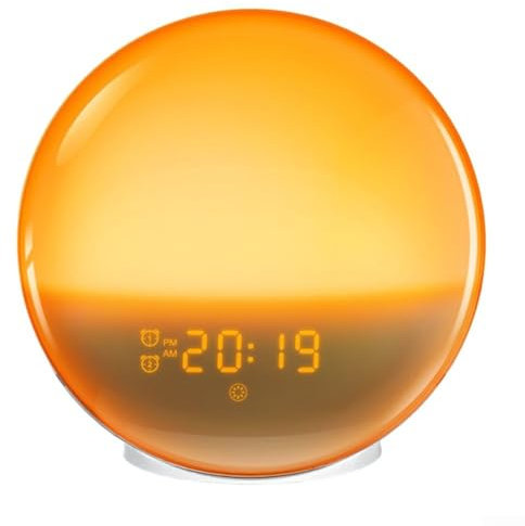 Homefurnishmall Sveglie Alba Orologi, Orologi Con Simulazione Alba / Tramonto Radio FM Funzione Snooze 7 Melodie 7 Colore Luce