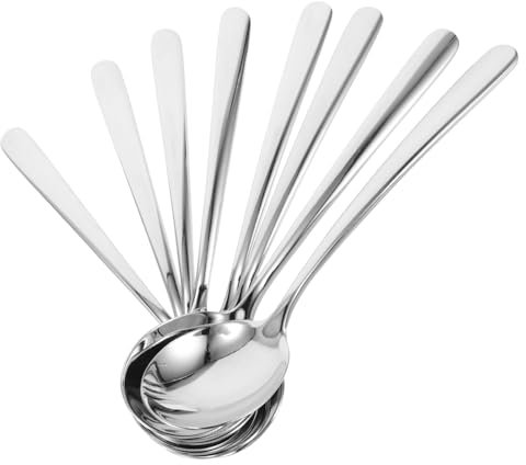 PRETYZOOM 8piezas Cuchara Sopera De Acero Inoxidable De Cucharas Redondas Grandes Para Servir Sopa y Arroz Asiático Casa La Cocina o Restaurantes