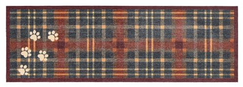 HOWLER & SCRATCH Patterned Nylon Pet Door Mat for Dogs and Cats, Washable Doormat, Hallway, Kitchen, Front door Plaid Paws