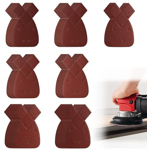 65 stycken för Black and Decker Mouse slippapper, slipblad, korn 40/60/80/120/180/240/320 mus slipblad kardborre slipdynor för svart och Decker detalj Palm Sander trekantig slipmaskin