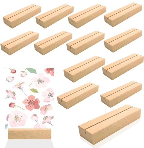 ZexJpr 15 Stück Kartenhalter Holz, Tischkartenhalter aus Holz, Kartenhalter tisch für Hochzeiten, Restaurants und Zuhause, Fotohalter und Menükartenhalter(7 x 2,3 x 1,7 cm)