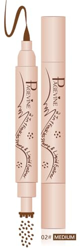 Sommersprossen Stift & Eyeliner 2 in 1, 6-Punkt Unregelmäßiger Natürlicher Freckles Pen und Schwammspitze Augenlinienstift für Tägliches Make-up und Festivals, Wasserfest, 24H Haltbar - 2.0 Mittel