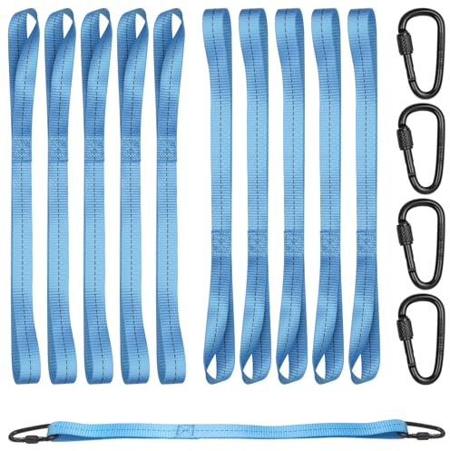 10 Stück Zurrschlaufen Gurtschlaufen mit Karabiner 2,5cm×40cm Motorrad Spanngurte Schlaufen Spanngurte Kurz Spanngurt mit Schlupf für Motorrad Auto Camping Aufhängung, Kann 300 kg Tragen