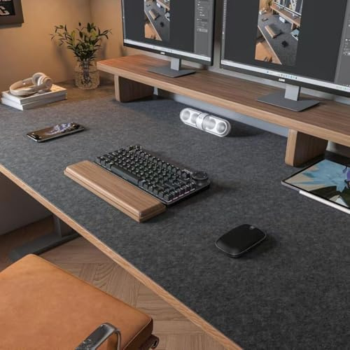 Große Filz-Schreibtischunterlage mit rutschfester Unterseite, glattes Mauspad, Bürotischschutz für Laptop, Computer, Schreiben, Spiele, Büro, Zuhause, Filz-Schreibtischunterlage (schwarz, 140 x 70 cm)
