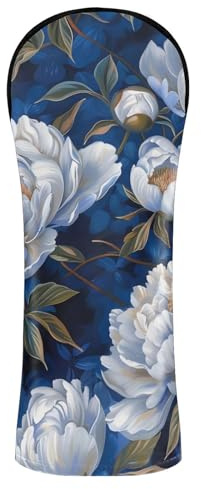 Set di copri mazza da golf vintage con fiori di peonia bianchi con etichetta numerica per driver ibridi e legni da fairway accessori per carrello da golf
